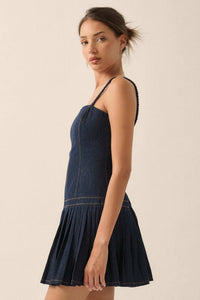 Blue Me Away Denim Drop-Waist Cami Mini Dress - ShopPromesa