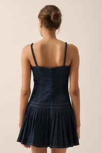 Blue Me Away Denim Drop-Waist Cami Mini Dress - ShopPromesa