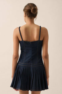 Blue Me Away Denim Drop-Waist Cami Mini Dress - ShopPromesa