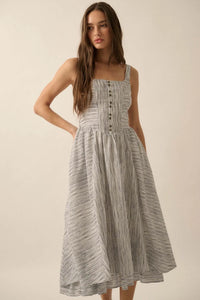 Matter of Fact Striped Drop-Waist Midi Dress - ShopPromesa