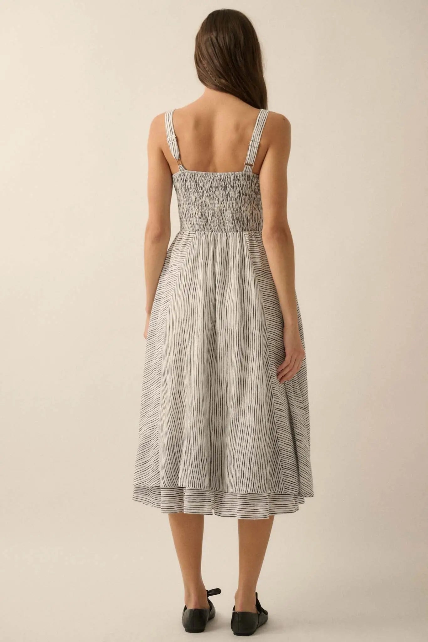 Matter of Fact Striped Drop-Waist Midi Dress Matter of Fact Striped Drop-Waist Midi Dress