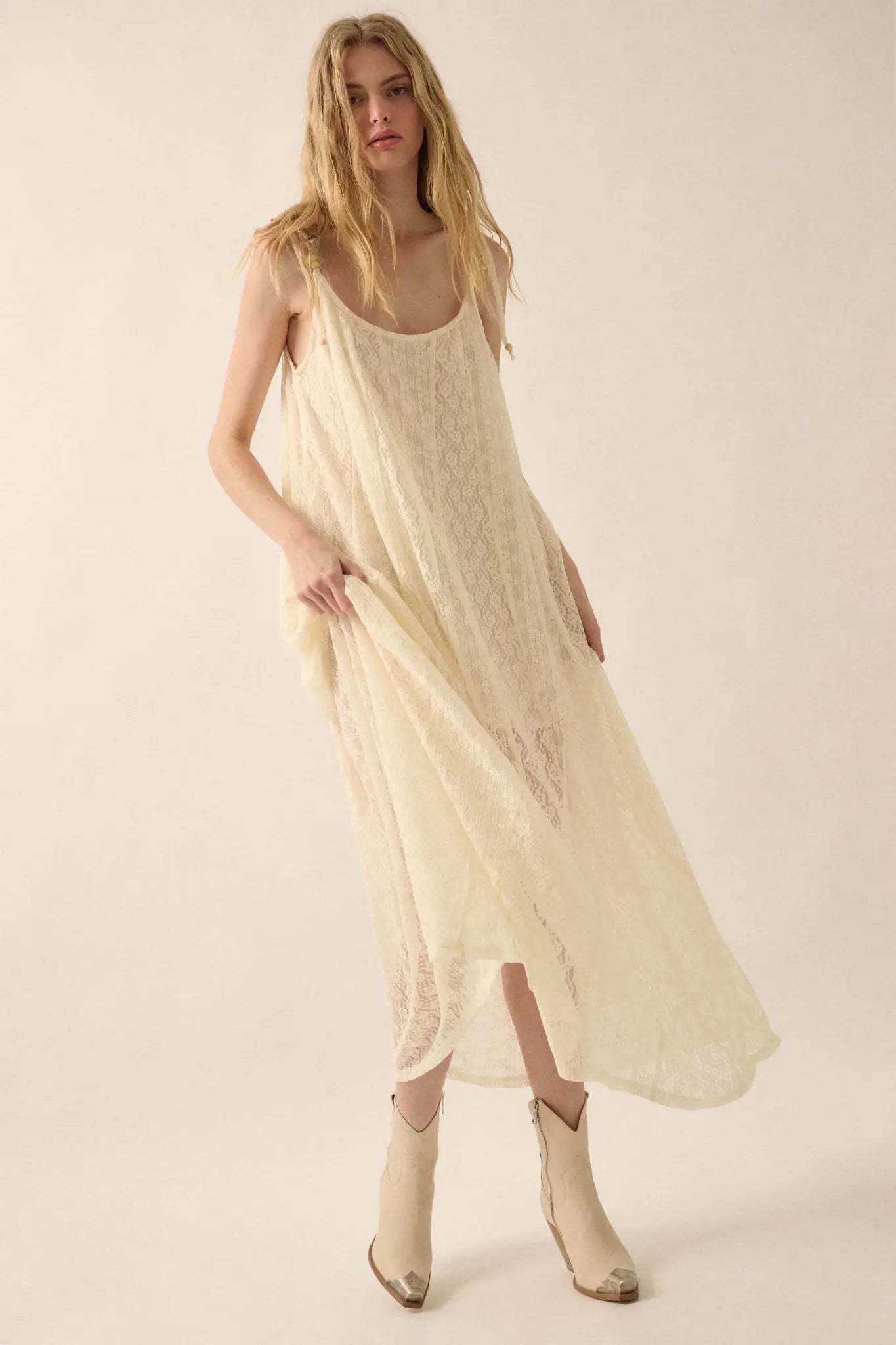 maxi lace slip dress Maxi Lace Slip Dress BREA - Black