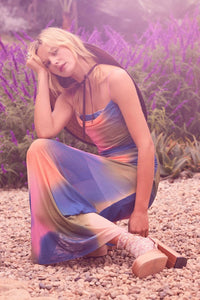 True Colors Tie-Dye Mesh Ruched Corset Maxi Dress - ShopPromesa
