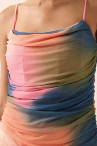 True Colors Tie-Dye Mesh Ruched Corset Maxi Dress - ShopPromesa