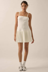 Premium Scuba Zip-Front Pleated Mini Dress - ShopPromesa