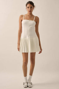 Premium Scuba Zip-Front Pleated Mini Dress - ShopPromesa