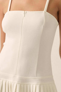 Premium Scuba Zip-Front Pleated Mini Dress - ShopPromesa