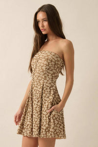 Grown Girl Strapless Floral Godet Mini Dress - ShopPromesa