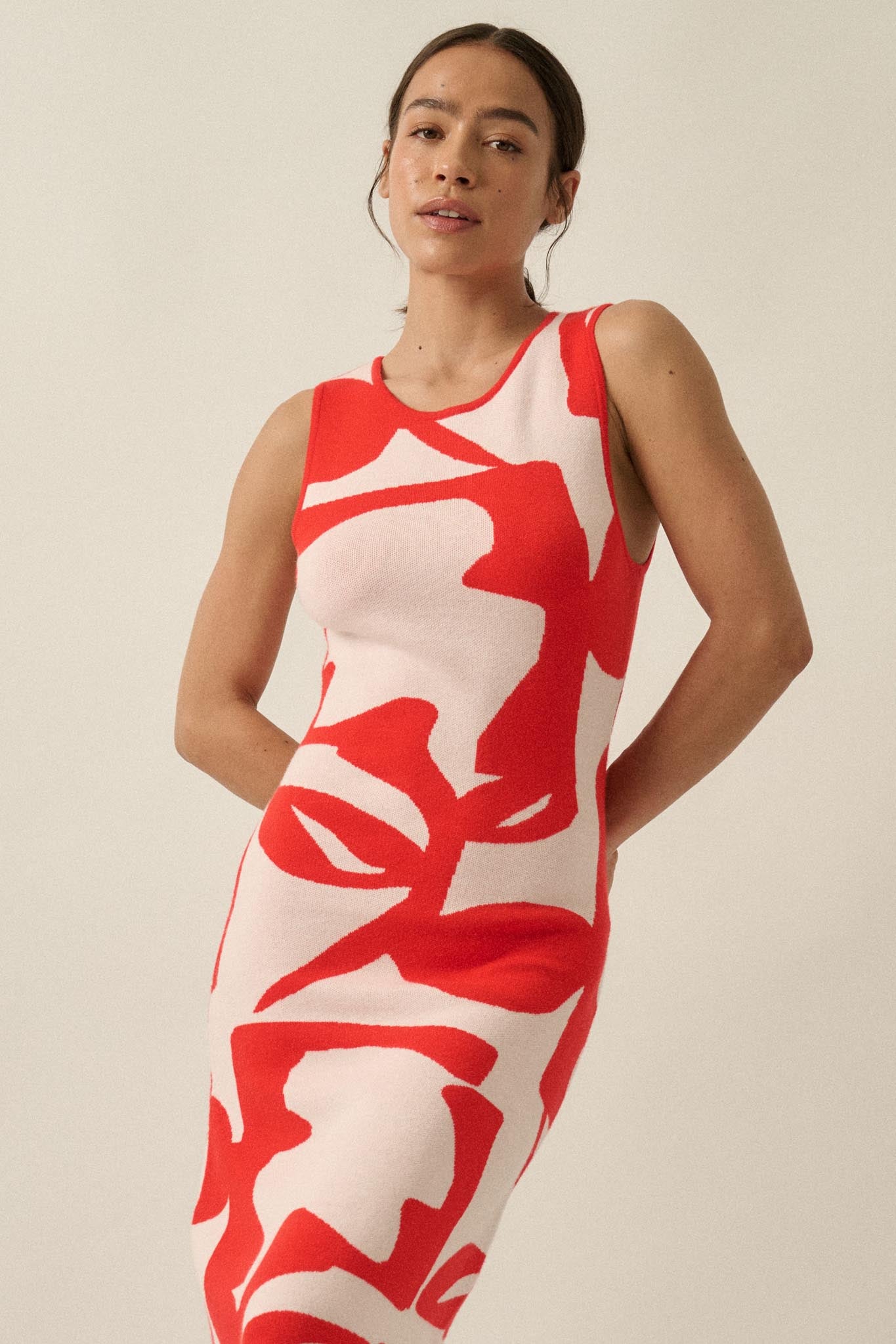 Fantastic Flora Floral Jacquard Midi Sweater Dress - ShopPromesa