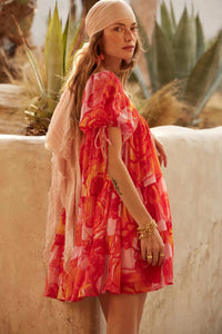 Exotic Blooms Floral Chiffon Babydoll Mini Dress - ShopPromesa