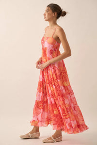 Blooming Bliss Floral Chiffon Tiered Maxi Dress - ShopPromesa