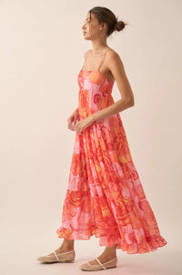 Blooming Bliss Floral Chiffon Tiered Maxi Dress - ShopPromesa