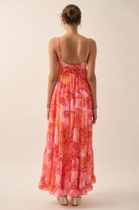 Blooming Bliss Floral Chiffon Tiered Maxi Dress - ShopPromesa