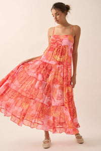 Blooming Bliss Floral Chiffon Tiered Maxi Dress - ShopPromesa