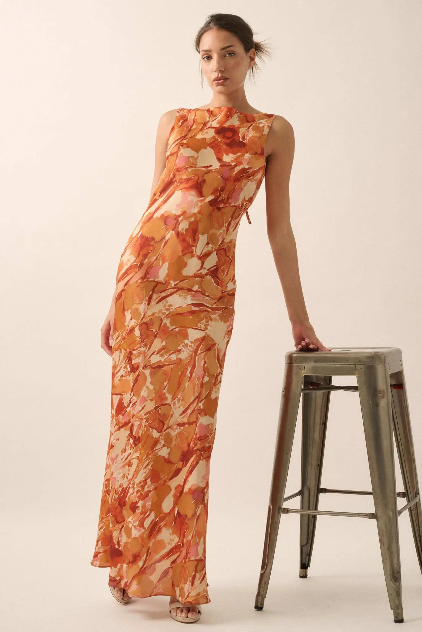 printed satin maxi dress Coast Women's Long Sleeve Satin Printed Maxi Dress in Lime