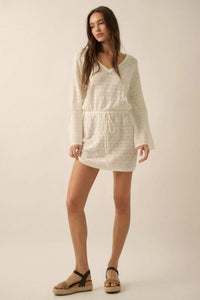 No Worries Pointelle Crochet-Knit Mini Dress - ShopPromesa