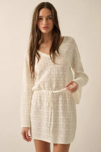 No Worries Pointelle Crochet-Knit Mini Dress - ShopPromesa