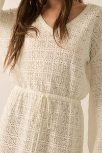 No Worries Pointelle Crochet-Knit Mini Dress - ShopPromesa