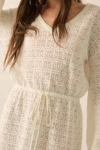 No Worries Pointelle Crochet-Knit Mini Dress - ShopPromesa