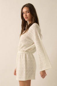 No Worries Pointelle Crochet-Knit Mini Dress - ShopPromesa