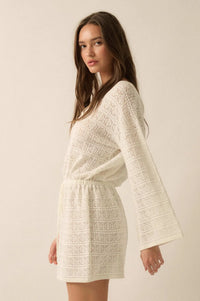 No Worries Pointelle Crochet-Knit Mini Dress - ShopPromesa