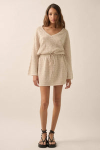 No Worries Pointelle Crochet-Knit Mini Dress - ShopPromesa