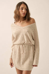 No Worries Pointelle Crochet-Knit Mini Dress - ShopPromesa