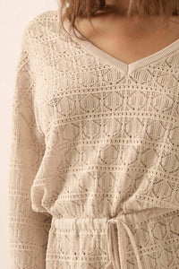 No Worries Pointelle Crochet-Knit Mini Dress - ShopPromesa