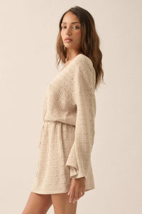 No Worries Pointelle Crochet-Knit Mini Dress - ShopPromesa