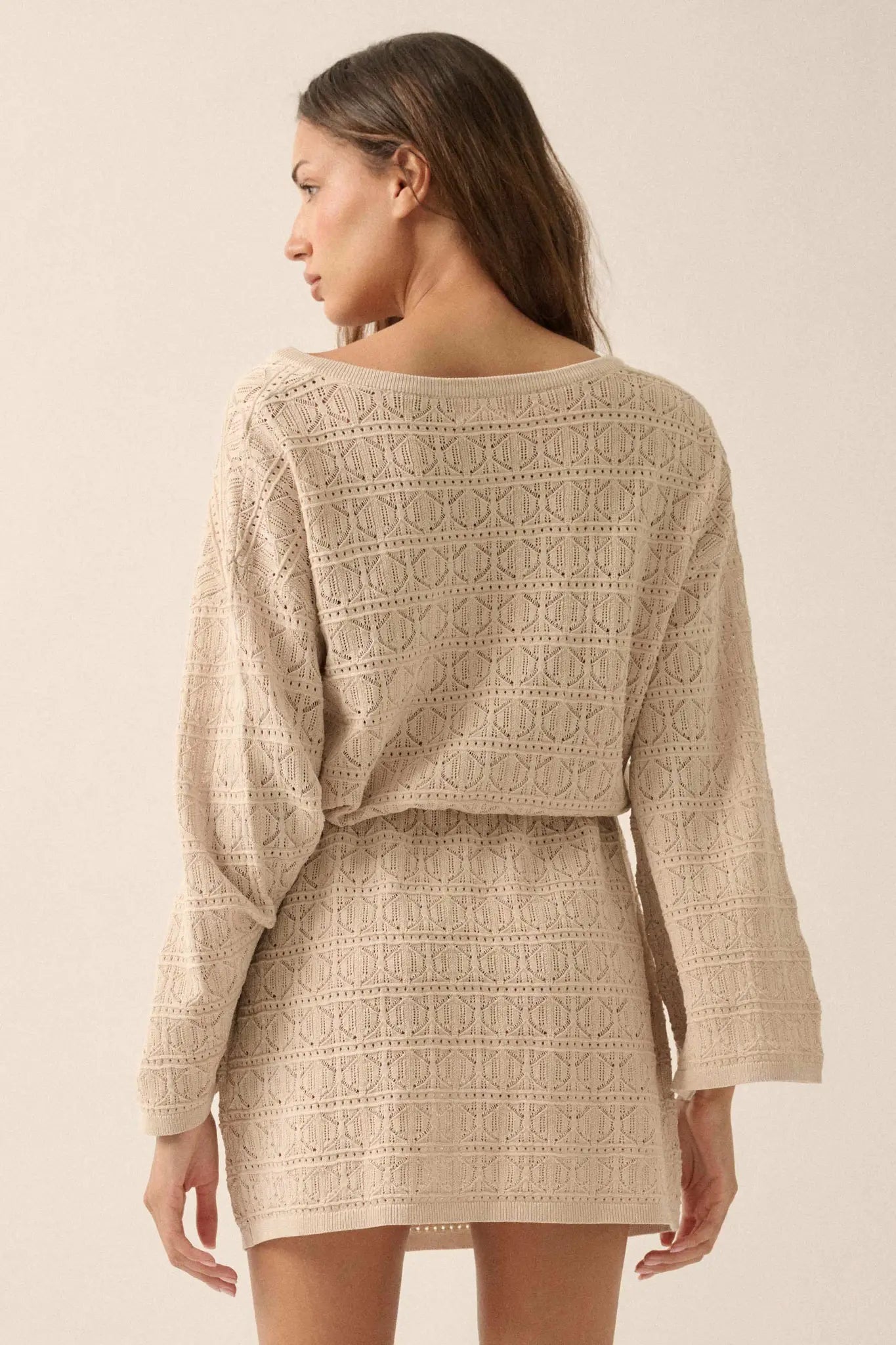 No Worries Pointelle Crochet-Knit Mini Dress - ShopPromesa