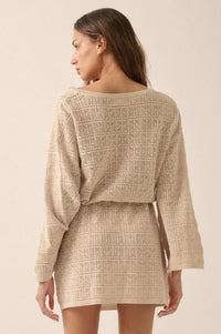 No Worries Pointelle Crochet-Knit Mini Dress - ShopPromesa