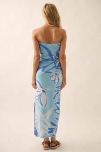 Tropical Chill Floral Strapless Maxi Sweater Dress - ShopPromesa