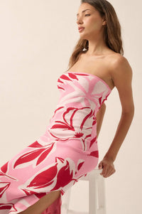 Tropical Chill Floral Strapless Maxi Sweater Dress - ShopPromesa