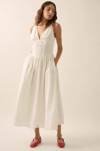 Pristine Dream Eyelet Lace Corset Midi Dress - ShopPromesa