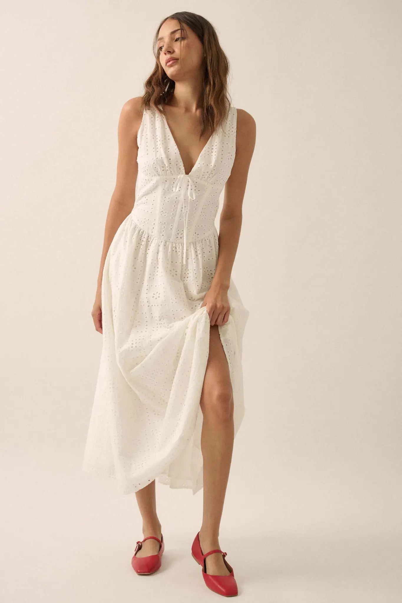 Pristine Dream Eyelet Lace Corset Midi Dress - ShopPromesa