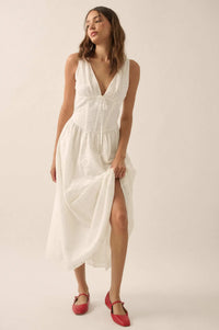 Pristine Dream Eyelet Lace Corset Midi Dress - ShopPromesa