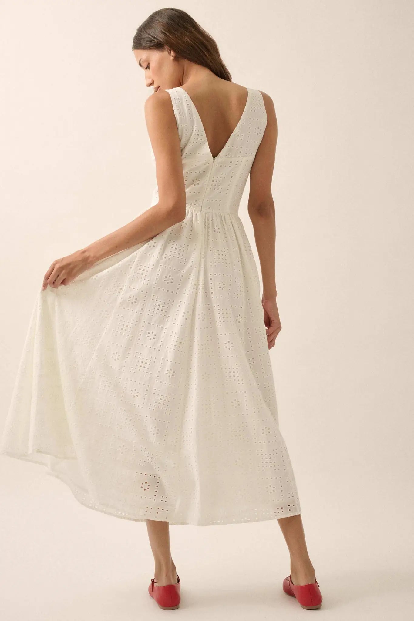 eyelet lace midi dress Heart of Gold Eyelet Lace Midi Dress in Blush Large