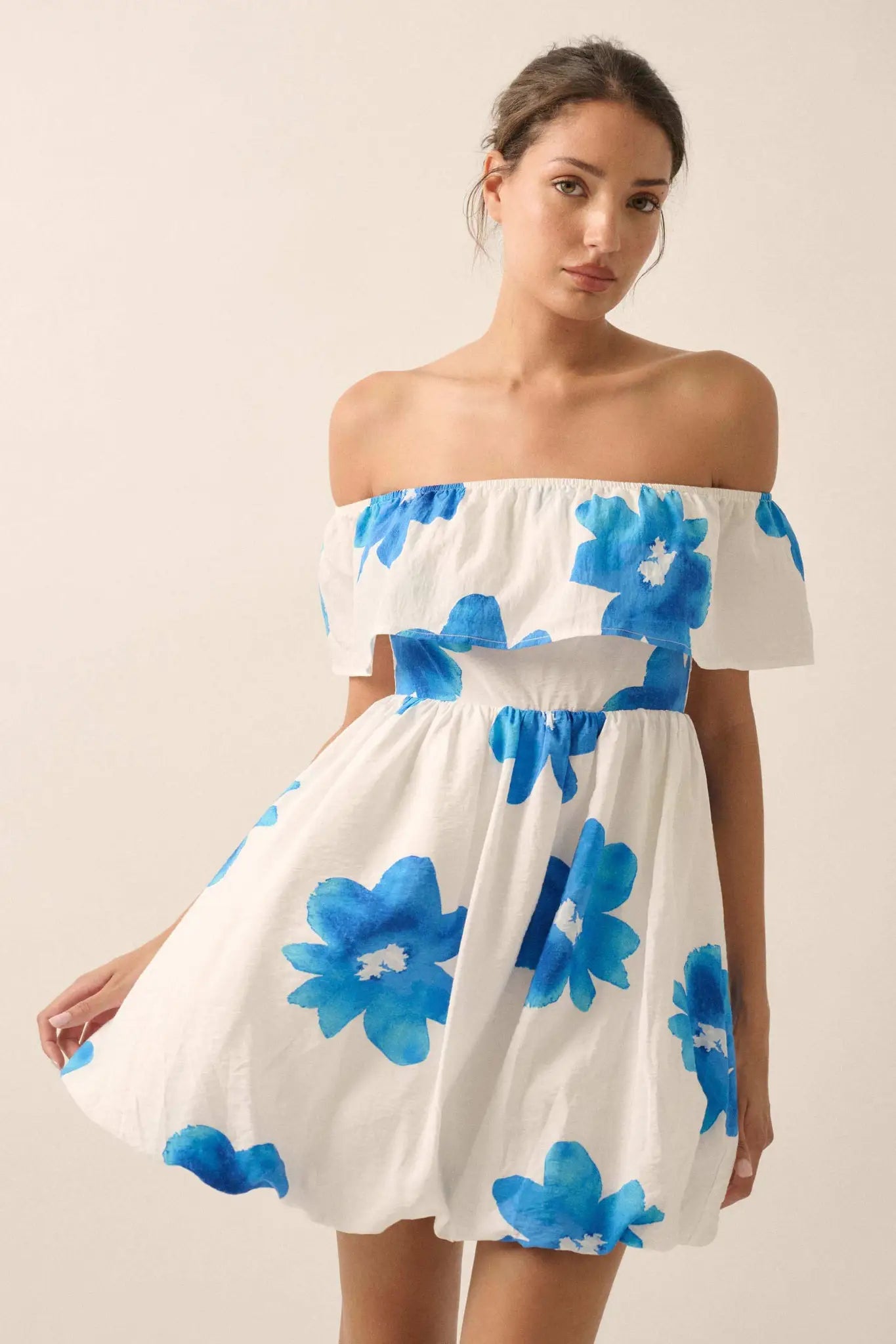 Bold Beauty Floral Off-Shoulder Flounce Mini Dress - ShopPromesa
