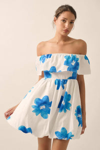 Bold Beauty Floral Off-Shoulder Flounce Mini Dress - ShopPromesa