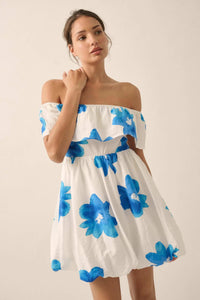 Bold Beauty Floral Off-Shoulder Flounce Mini Dress - ShopPromesa