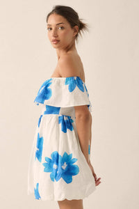 Bold Beauty Floral Off-Shoulder Flounce Mini Dress - ShopPromesa