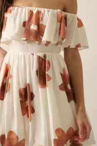 Bold Beauty Floral Off-Shoulder Flounce Mini Dress - ShopPromesa