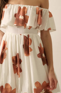 Bold Beauty Floral Off-Shoulder Flounce Mini Dress - ShopPromesa