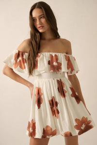 Bold Beauty Floral Off-Shoulder Flounce Mini Dress - ShopPromesa