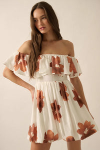 Bold Beauty Floral Off-Shoulder Flounce Mini Dress - ShopPromesa