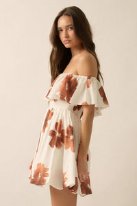 Bold Beauty Floral Off-Shoulder Flounce Mini Dress - ShopPromesa