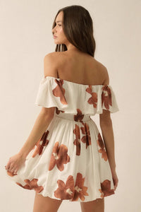 Bold Beauty Floral Off-Shoulder Flounce Mini Dress - ShopPromesa