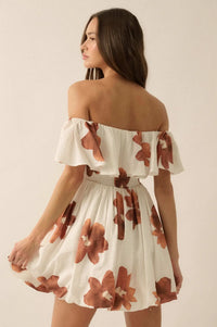 Bold Beauty Floral Off-Shoulder Flounce Mini Dress - ShopPromesa