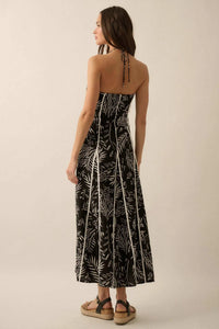 Artsy Blossoms Floral Paneled Halter Maxi Dress - ShopPromesa