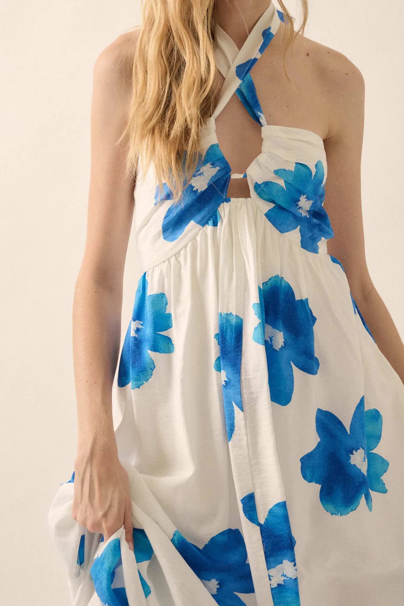 Beauty Awaits Floral Cross-Front Halter Maxi Dress - ShopPromesa